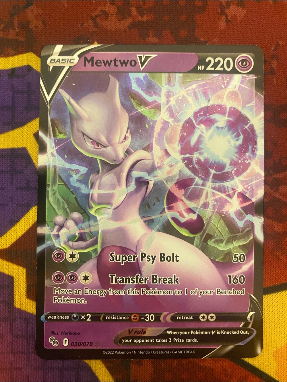 Super rare Mewtwo V ultra rare #030/078 Pokemon Go set